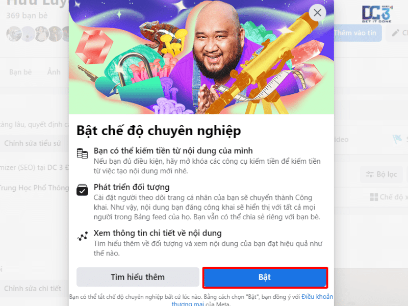 Tính năng và cách bật chế độ chuyên nghiệp cho trang cá nhân facebook